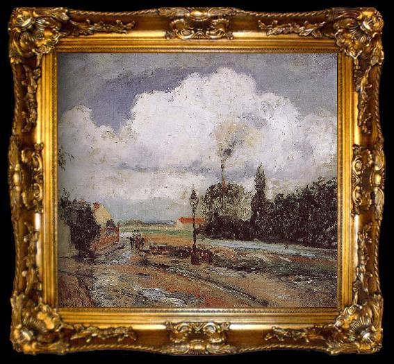 framed  Camille Pissarro Metaponto pier Schwarz, ta009-2